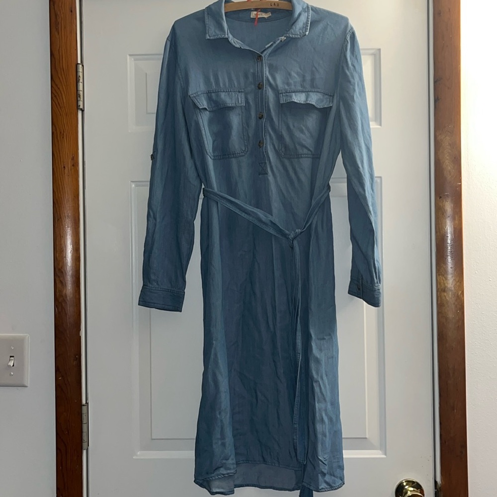 Inherit Co Kimberly Chambray Belted Dress
